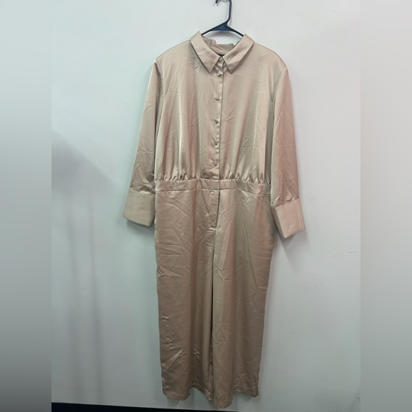 Eloquii Cream Jumpsuit Wide-Leg High-Waisted Sz 20 - Picture 3 of 5